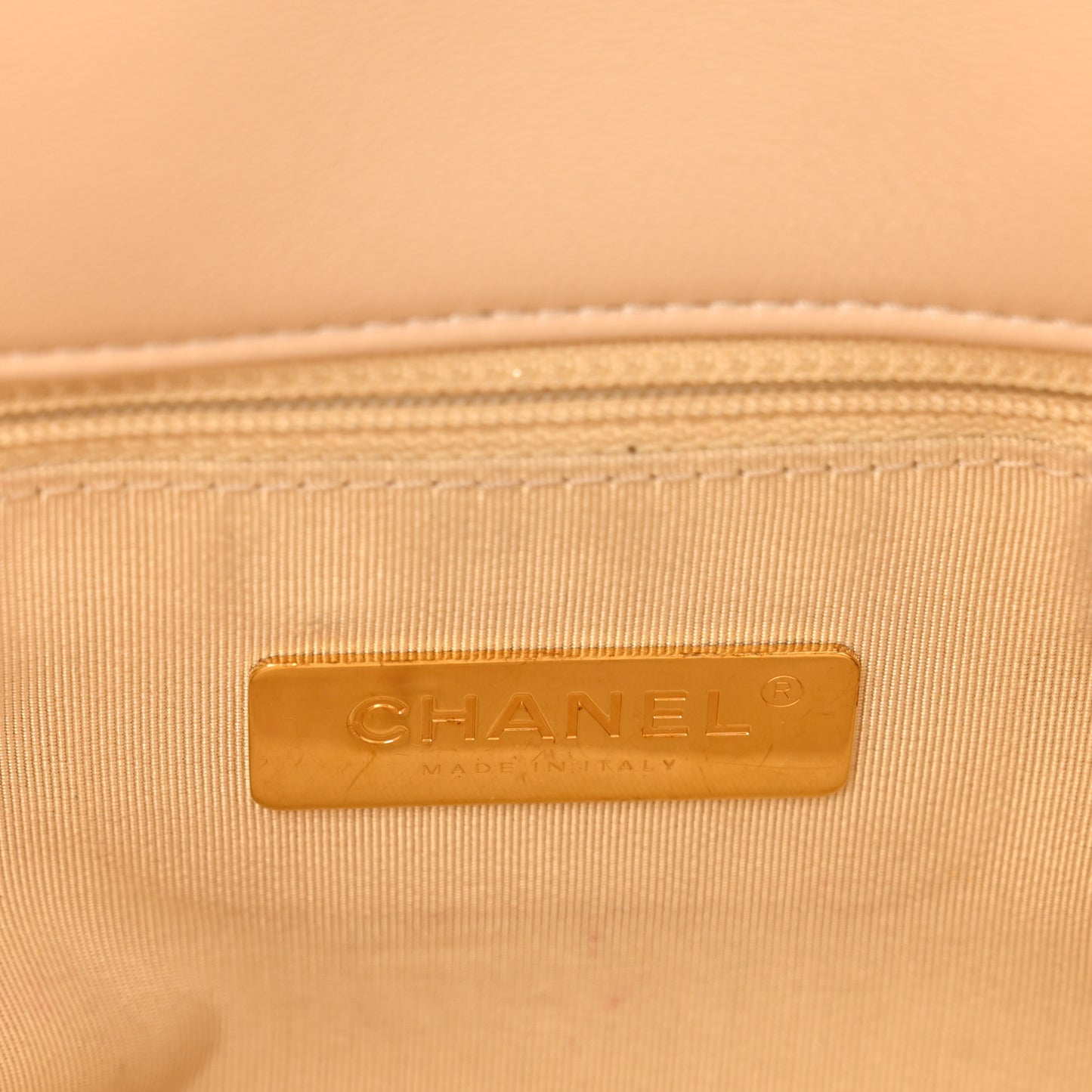 Lambskin Quilted Large Chanel 19 Flap Beige