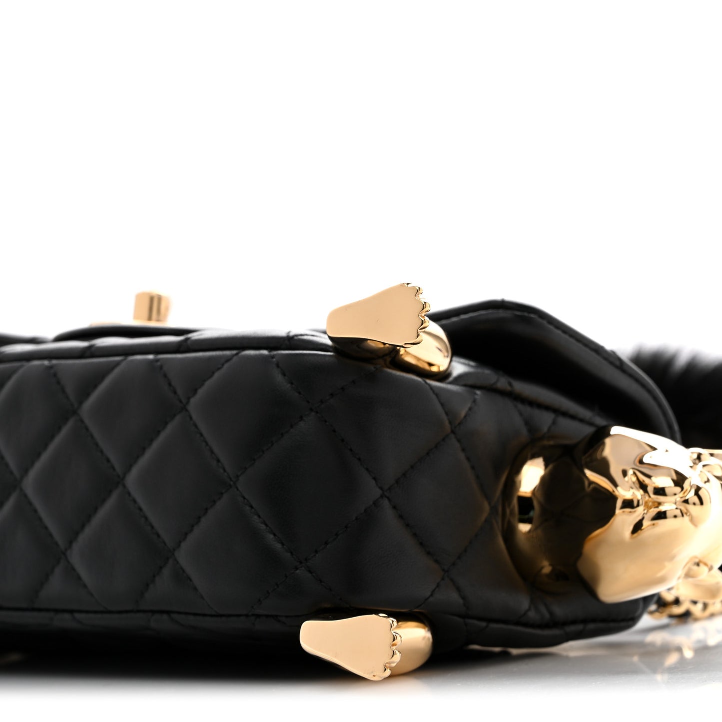 Lambskin Shearling Quilted Mini Squirrel Flap Black