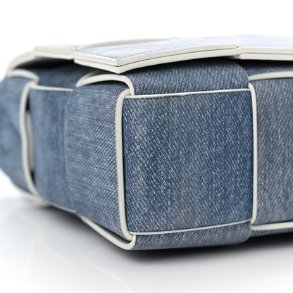 Bottega Veneta Calfskin Denim Print Maxi Intreccio Cassette Crossbody Bag Blue 9 of 11