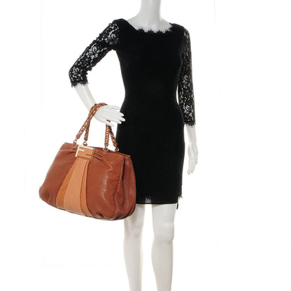 Fendi Crinkled Lambskin Colorblock Mia Tote Camel Osso Naturale 2 of 9