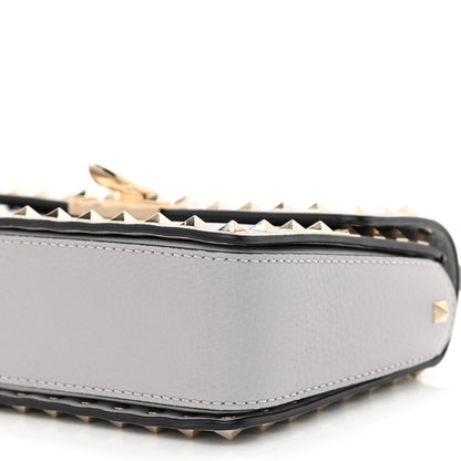 Valentino Garavani Pebbled Calfskin Rockstud Flip Lock Bag Pastel Grey 10 of 10