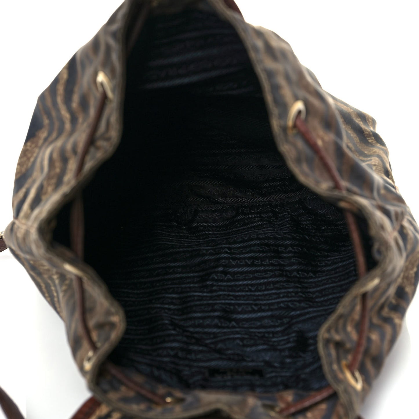 Tessuto Tiger Print Cinch Backpack Brown