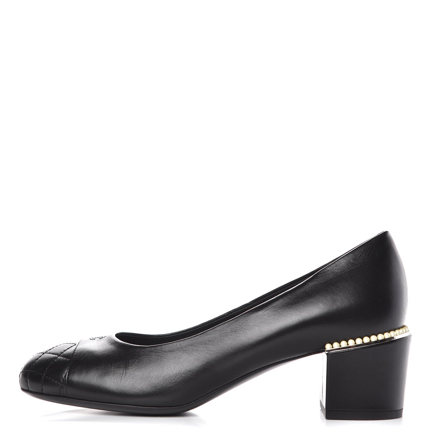 Chanel Lambskin Pearl Cap Toe Pumps 38.5 Black 1 of 10