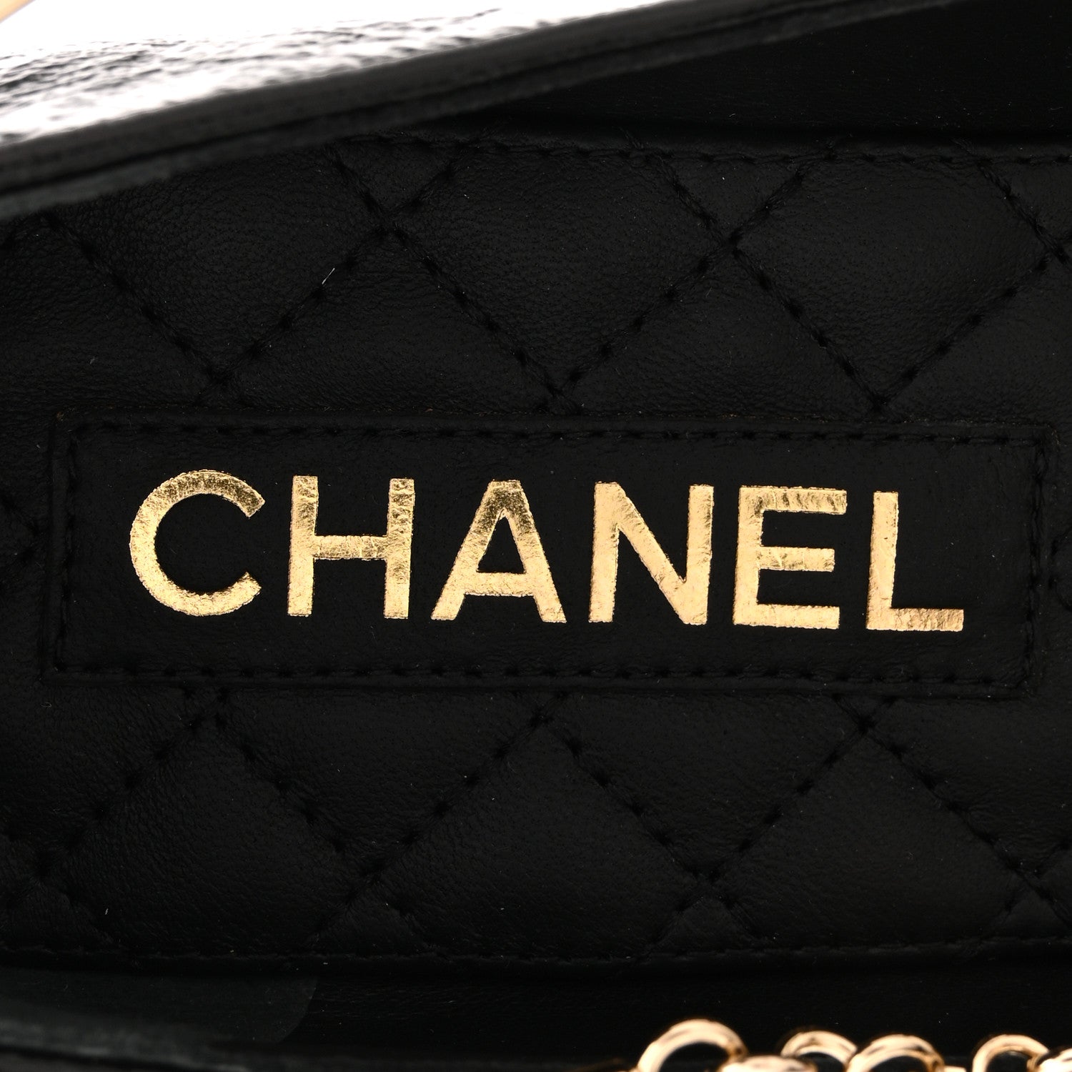 Chanel Shiny Lambskin Pearl Cap Toe Ankle Chain Ballerina Flats 39