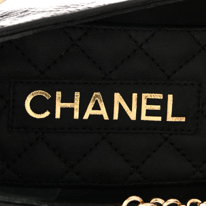 Chanel Shiny Lambskin Pearl Cap Toe Ankle Chain Ballerina Flats 39 Black 7 of 10