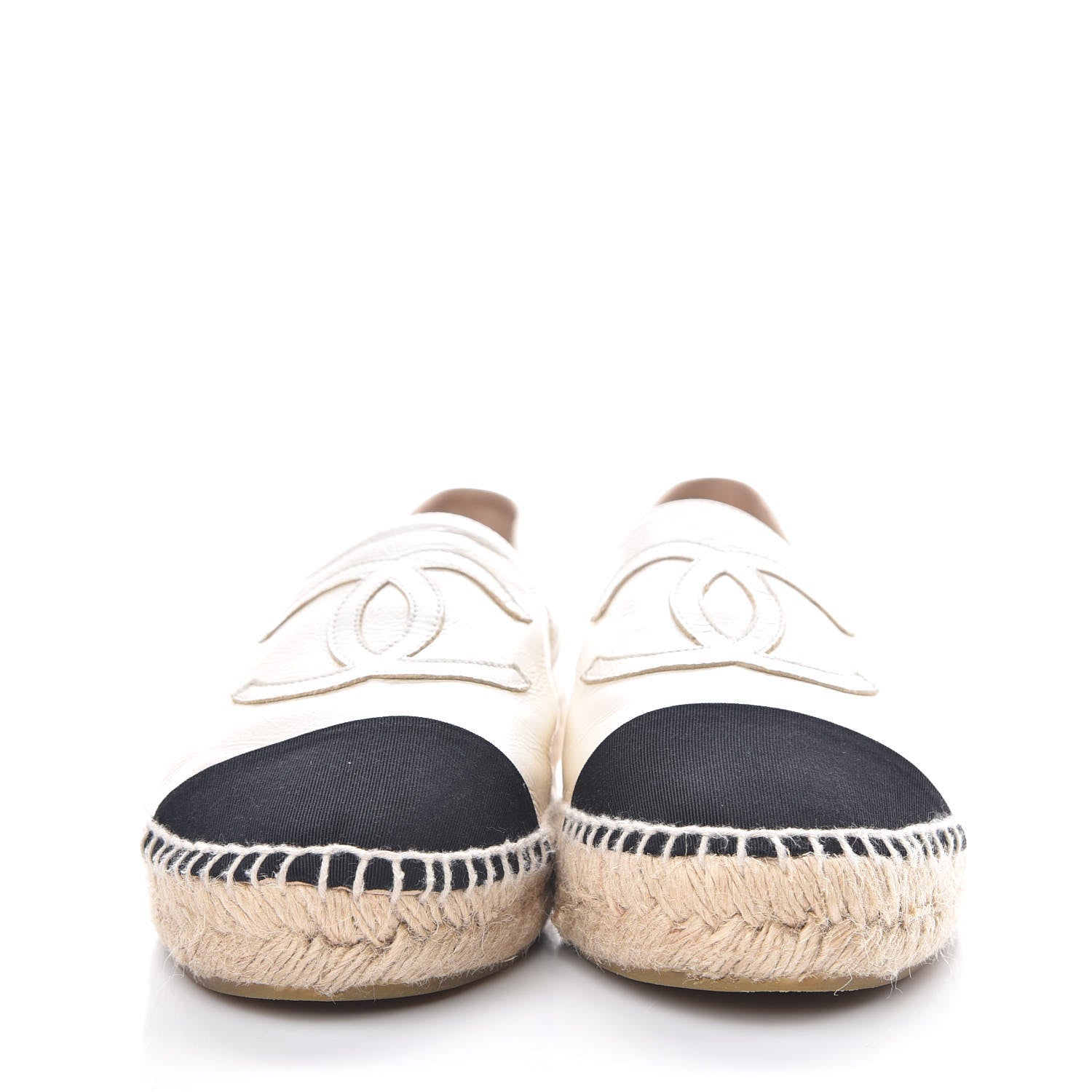 Chanel Metallic Calfskin Grosgrain CC Espadrilles 39 Ivory Black 2 of 11