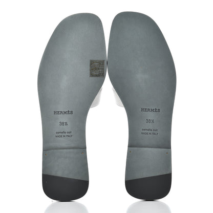 Hermes Box Calfskin Bois De Rose Oran Sandals 38.5 White 5 of 9