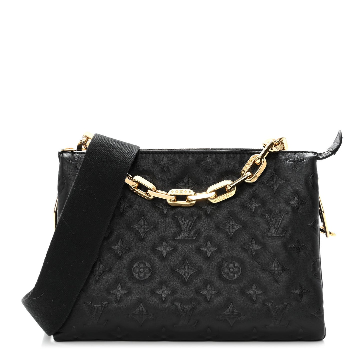 Lambskin Embossed Monogram Coussin PM Black