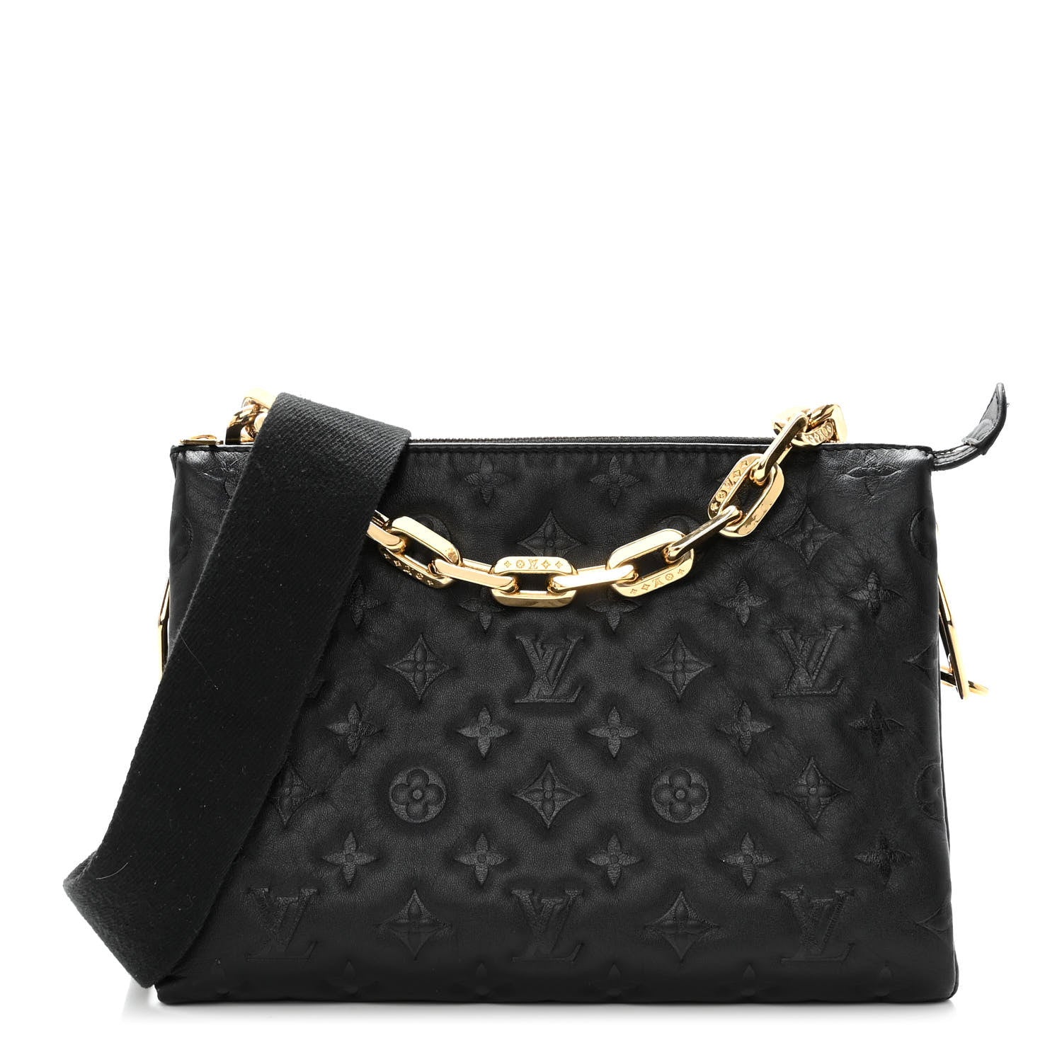 Louis Vuitton Lambskin Embossed Monogram Coussin PM Black 1 of 11