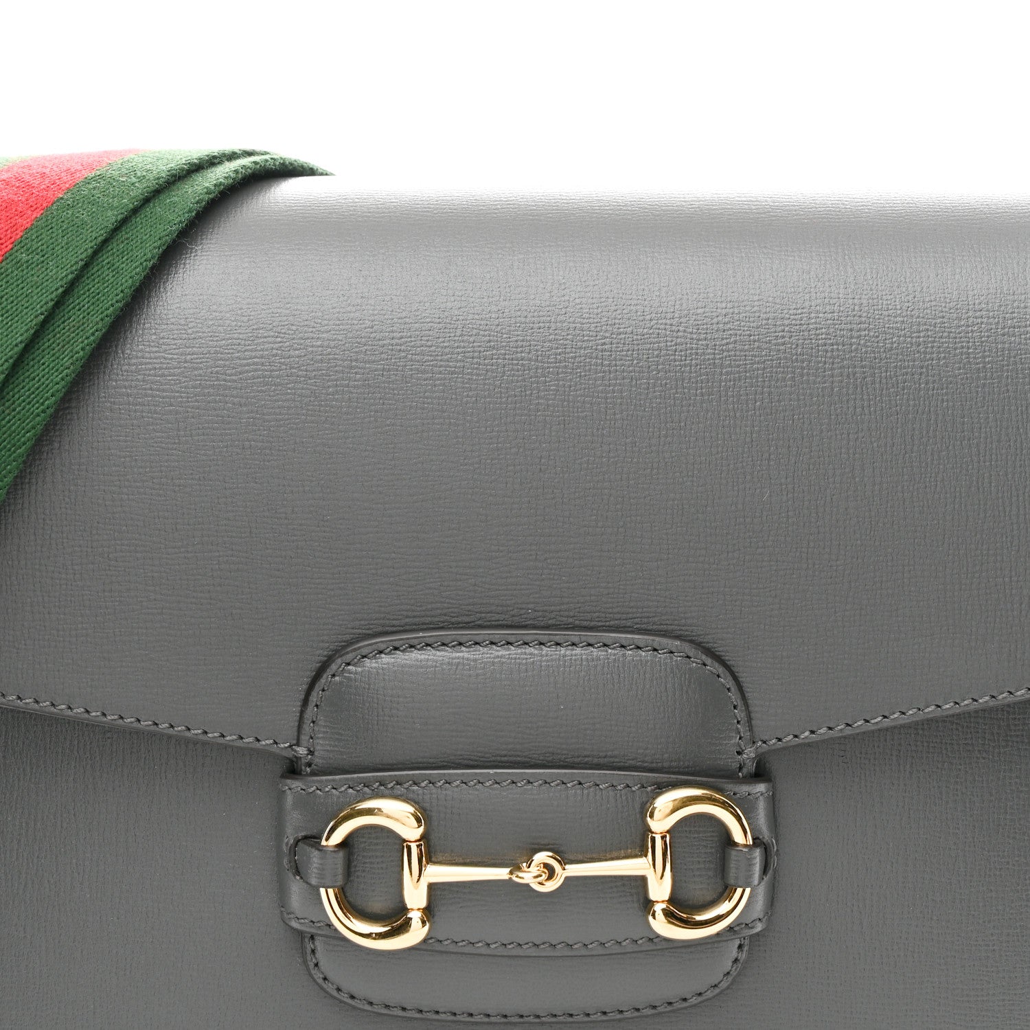 Gucci Azalea Calfskin Web Horsebit 1955 Shoulder Bag Graphite Grey 7 of 9