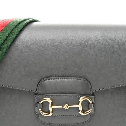 Gucci Azalea Calfskin Web Horsebit 1955 Shoulder Bag Graphite Grey 7 of 9