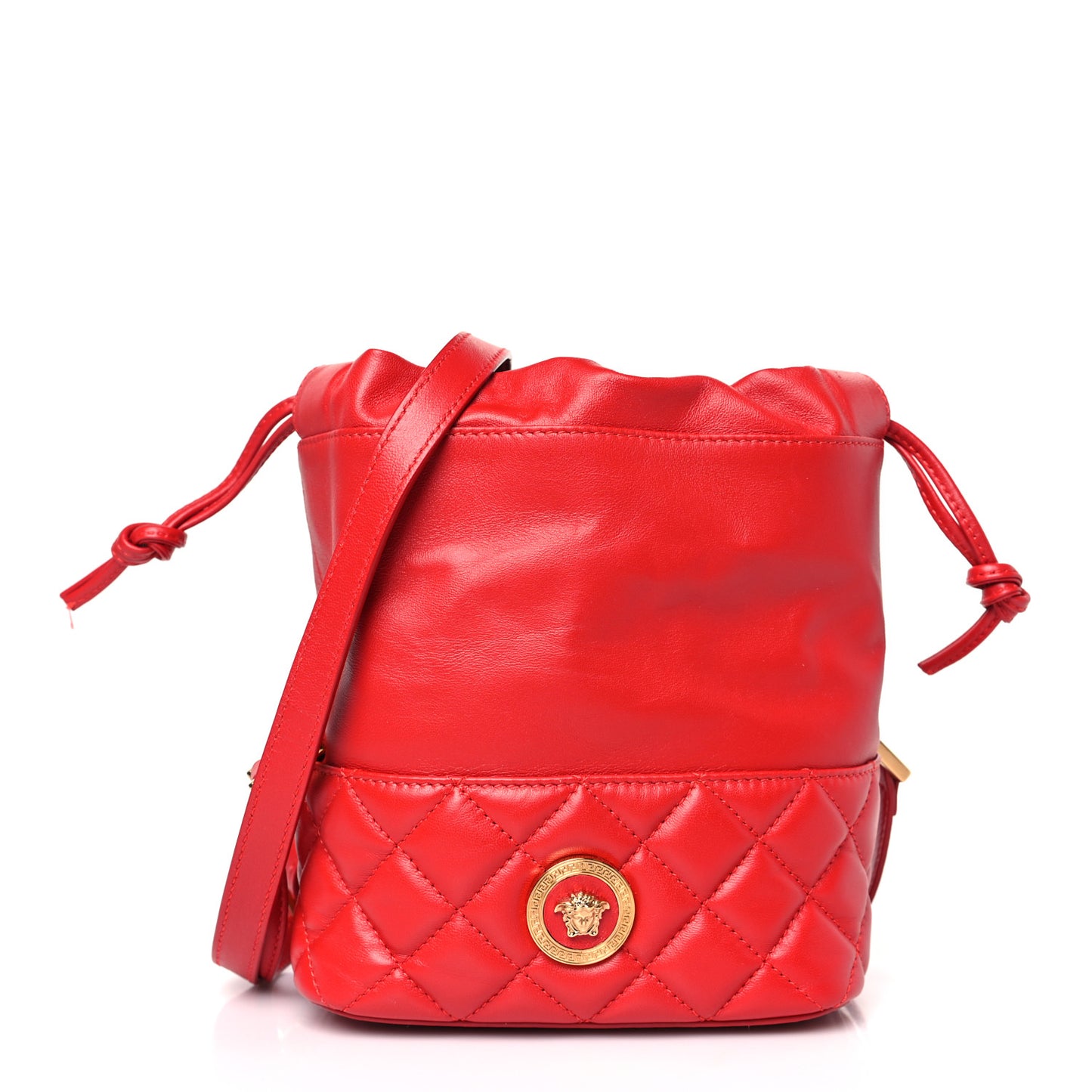 Nappa Quilted Medusa Bucket Bag Red