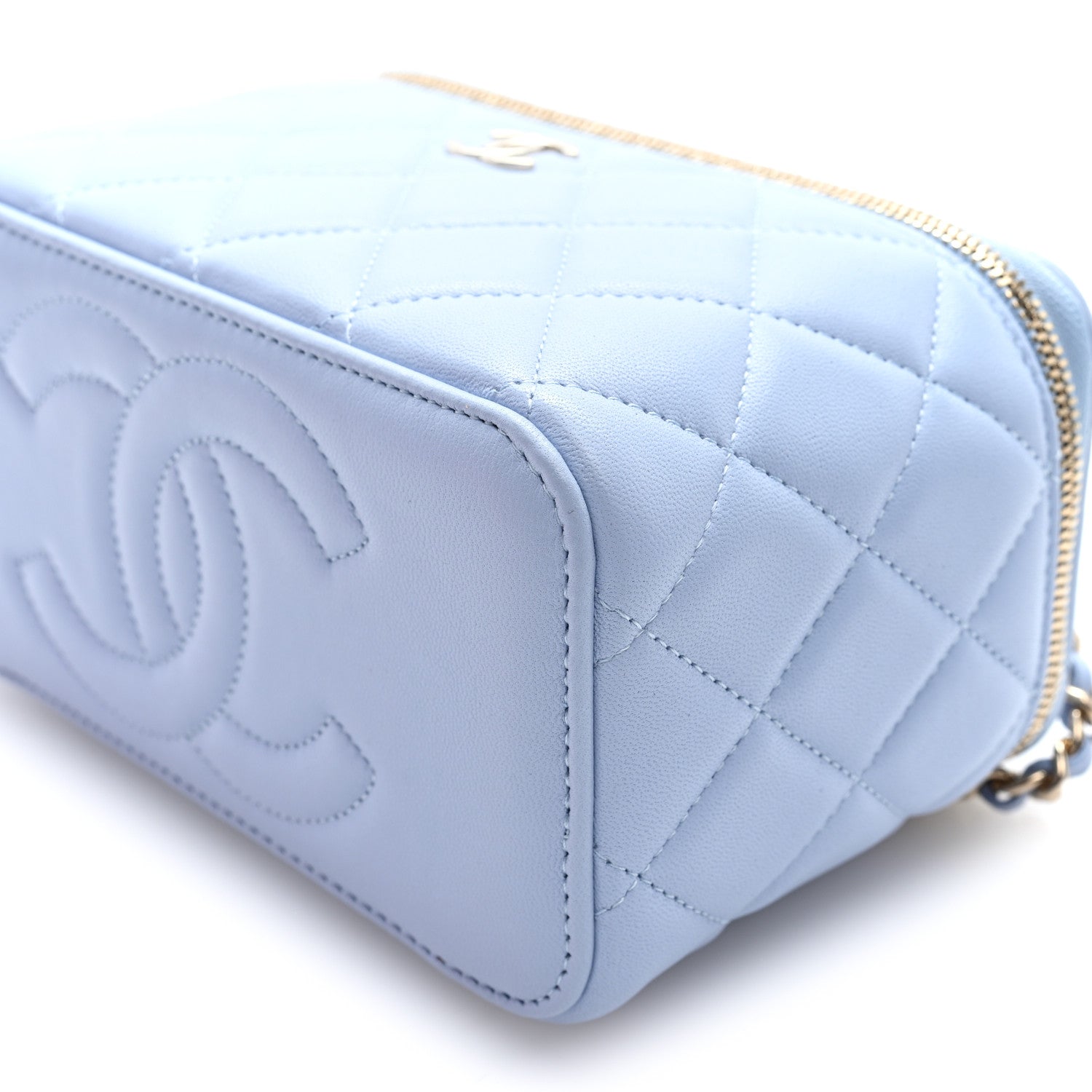 Chanel Lambskin Quilted Small Top Handle Vanity Case With Chain