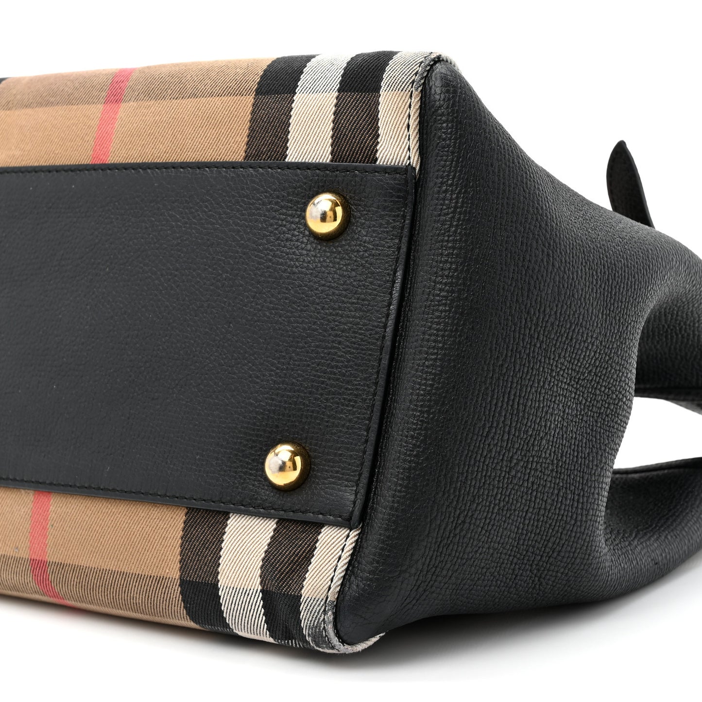 Grainy Calfskin House Check Small Canterbury Tote Black