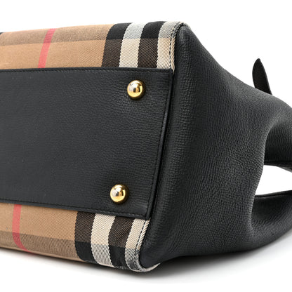Burberry Grainy Calfskin House Check Small Canterbury Tote Black 9 of 16