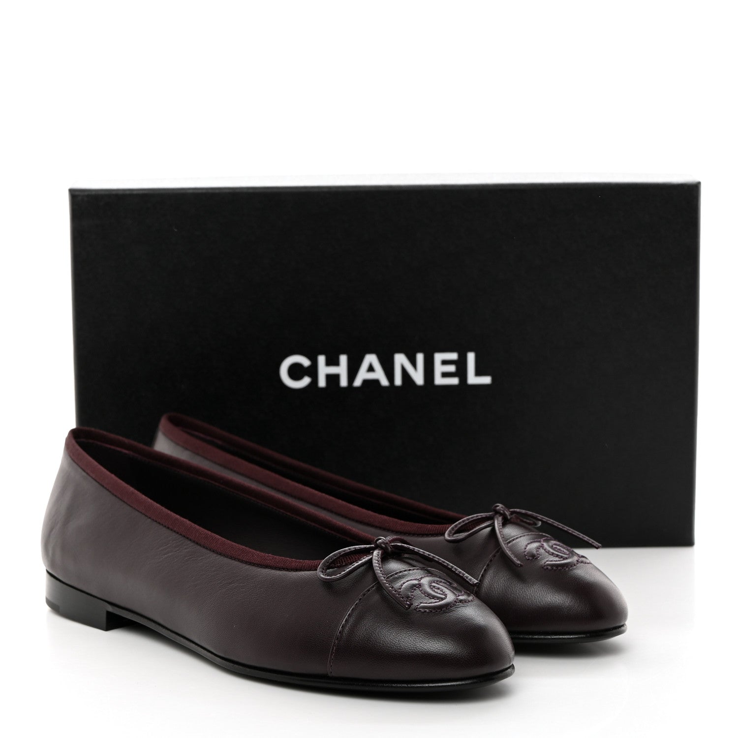 Chanel Lambskin Cap Toe CC Ballerina Flats 38 Purple 9 of 9