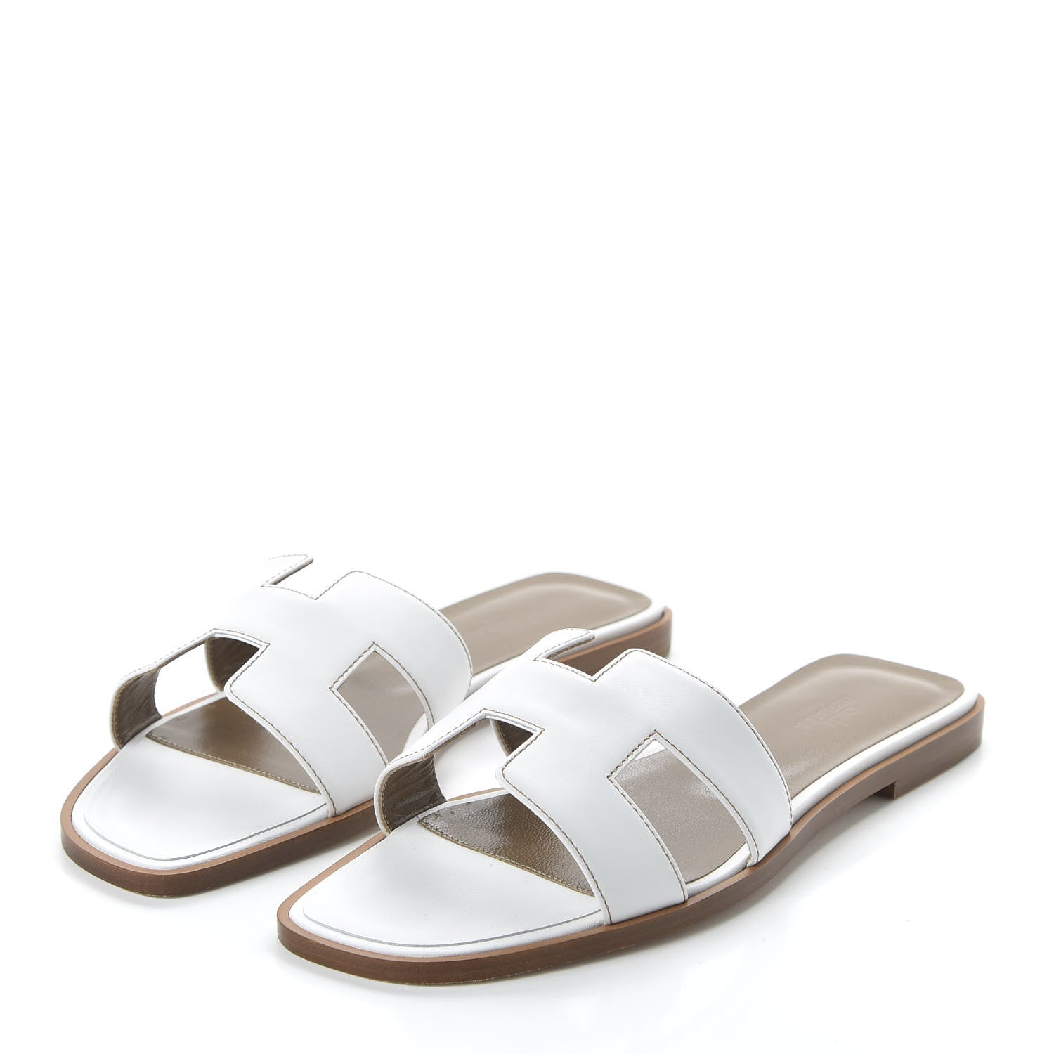 Hermes Box Calfskin Oran Sandals 39 White 3 of 9
