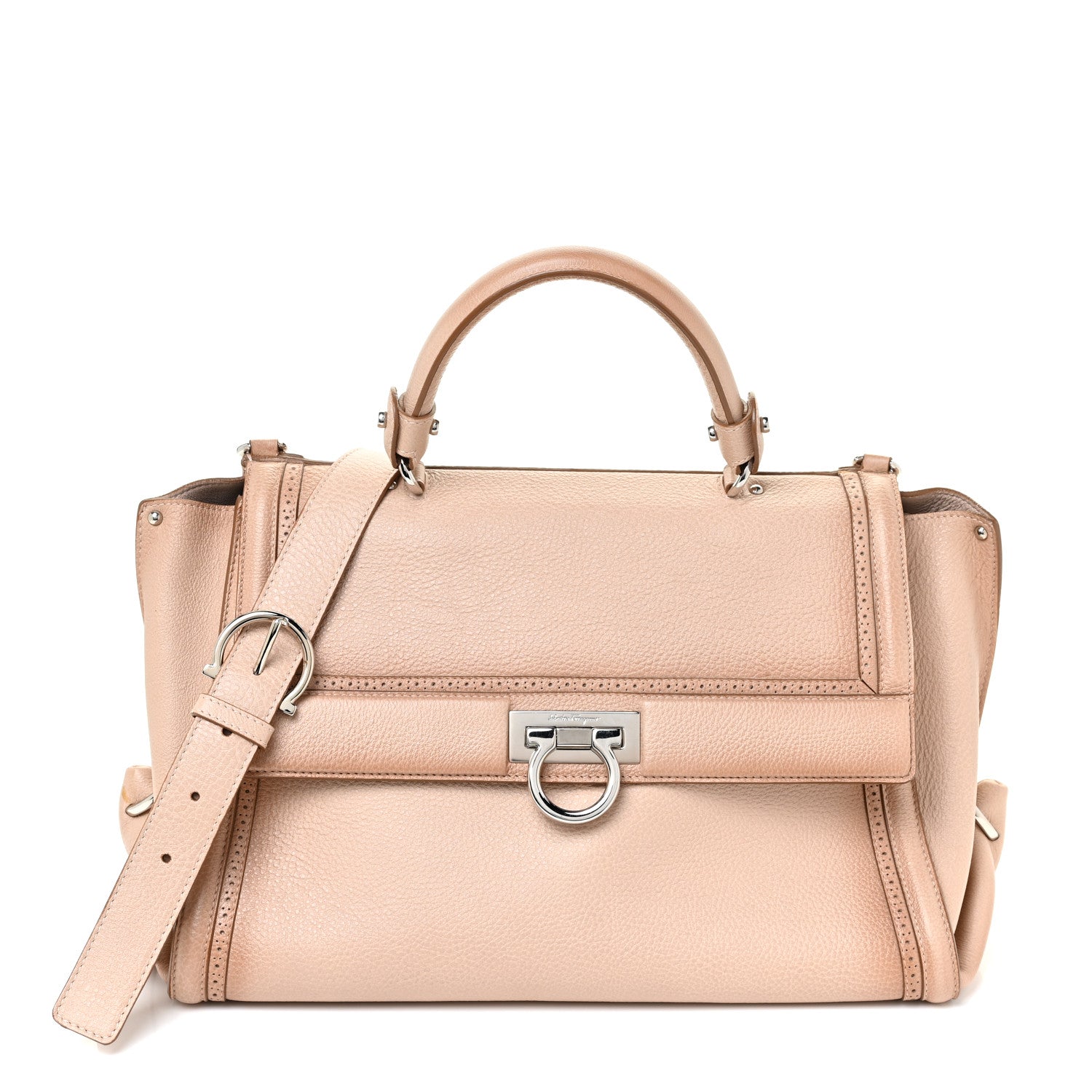 Salvatore Ferragamo Calfskin Medium Sofia Satchel Beige 1 of 13
