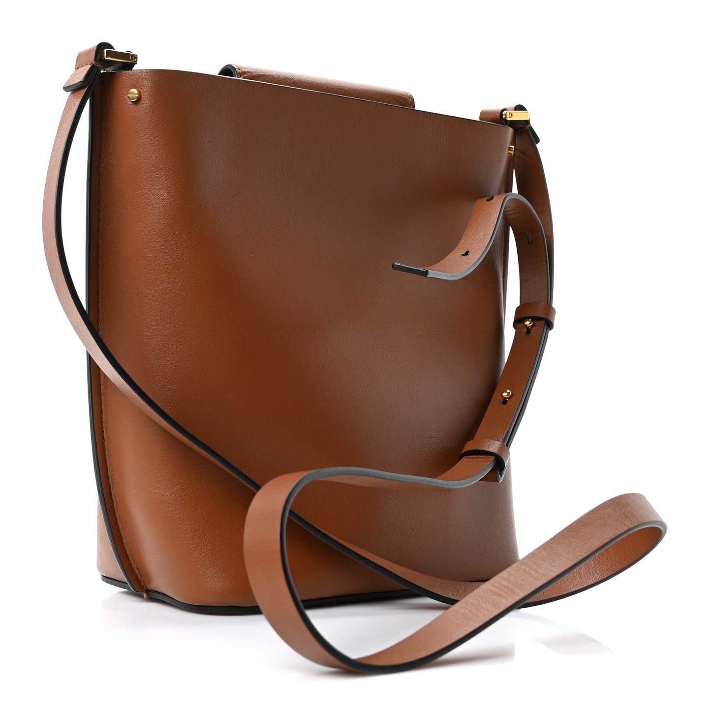 Calfskin Vlogo Bucket Bag Brown