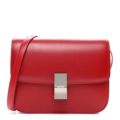 Celine Box Calfskin Medium Classic Box Flap Bag Red 1 of 13