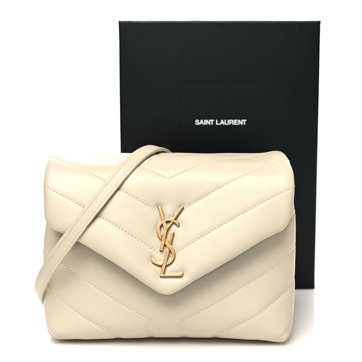 Calfskin Y Quilted Monogram Toy Loulou Crossbody Bag Blanc Vintage