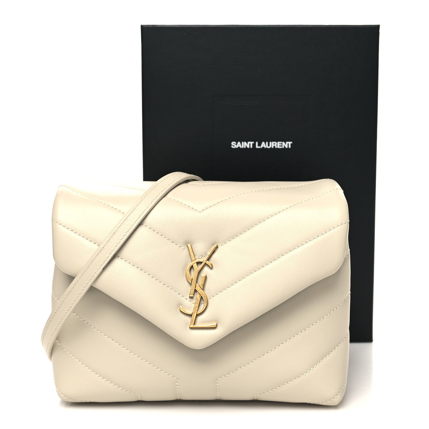 Saint Laurent Calfskin Y Quilted Monogram Toy Loulou Crossbody Bag Blanc Vintage 13 of 13