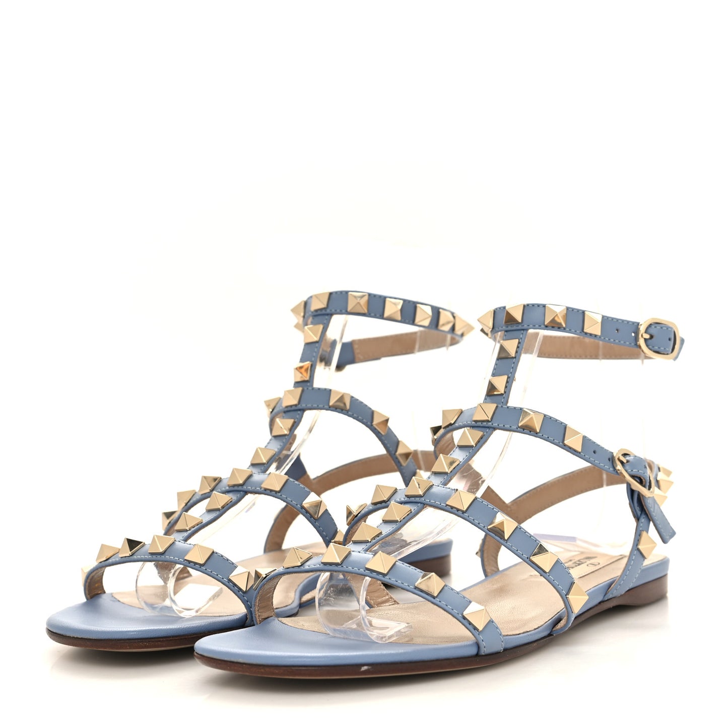 Calfskin Rockstud Gladiator Flat Sandals 35.5 Angel