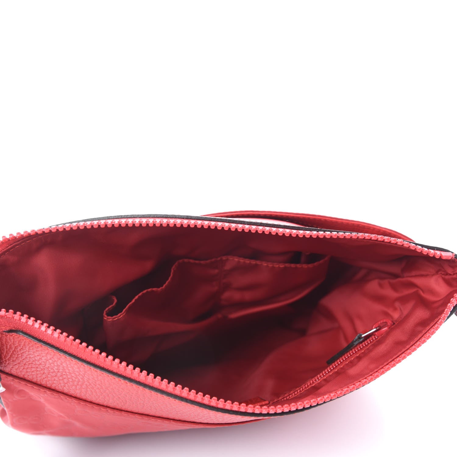 Gucci Nylon Monogram Dollar Calfskin Flat Messenger Bag Vibrant Red 5 of 10