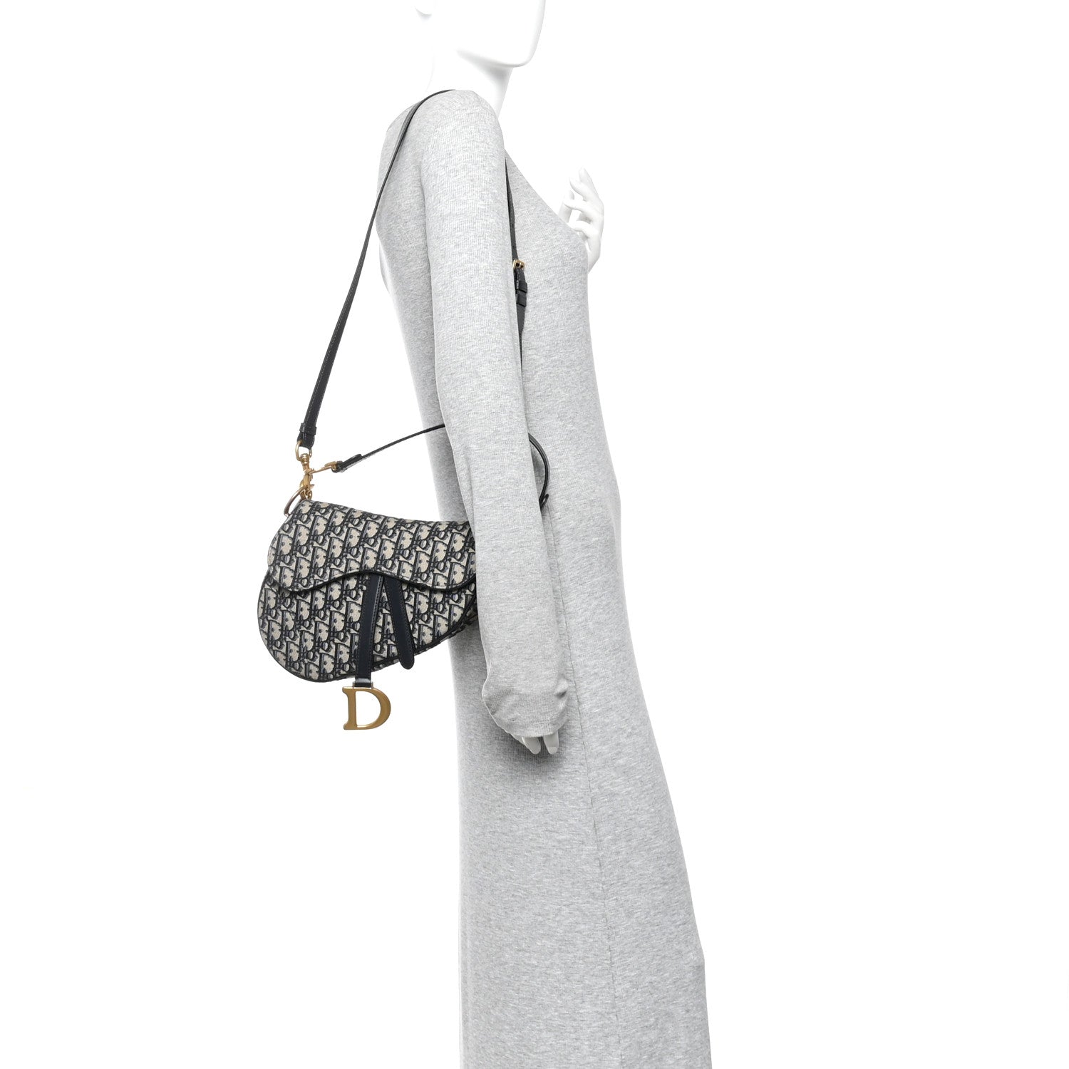 Christian Dior Oblique Saddle Bag With Strap Blue 2 of 10