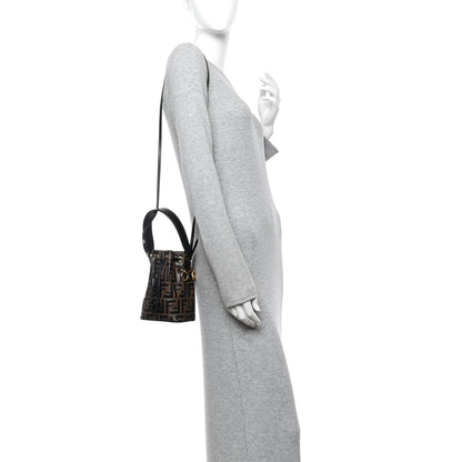 Fendi Vitello Liberty F is Fendi Bi-Color FF 1974 Embossed Mini Mon Tresor Bucket Bag Maya Black 2 of 10
