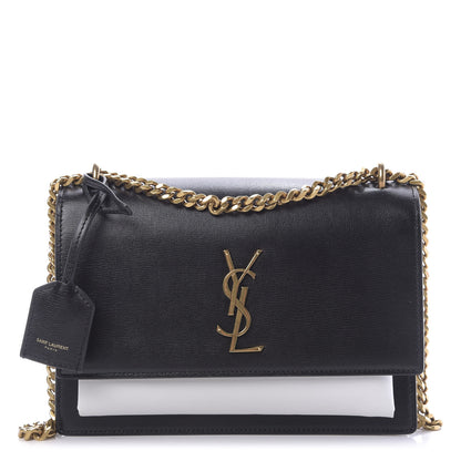 Saint Laurent Calfskin Bi-Color Medium Monogram Sunset Black Pearl White 1 of 11