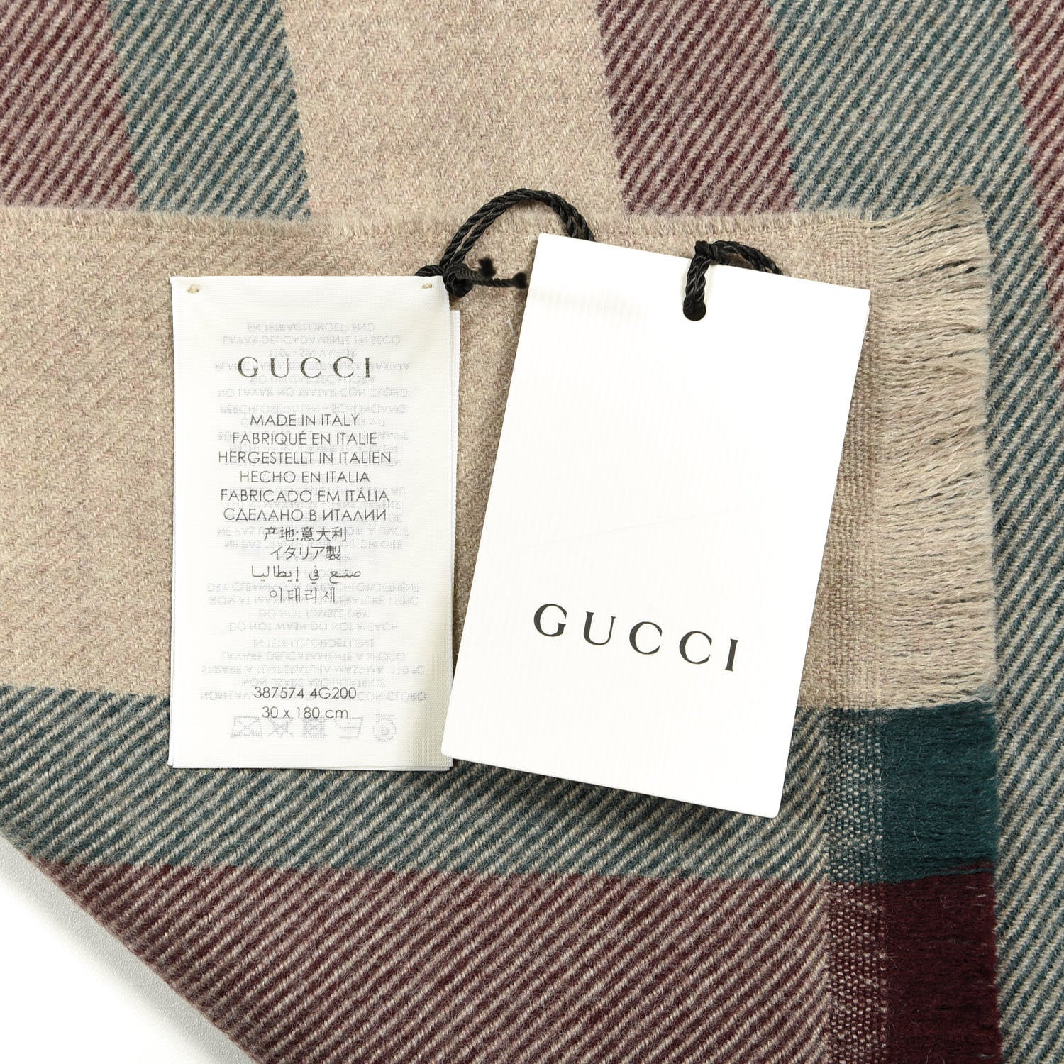 Gucci Wool Junweb Scarf Sand Bordeaux 3 of 3