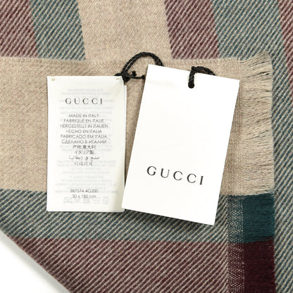 Gucci Wool Junweb Scarf Sand Bordeaux 3 of 3