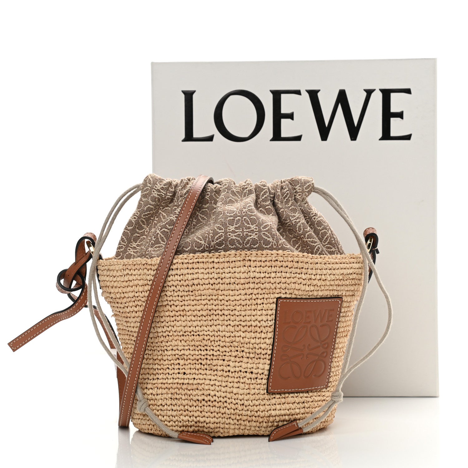 Loewe Calfskin Raffia Bucket Bag Natural Tan 11 of 11