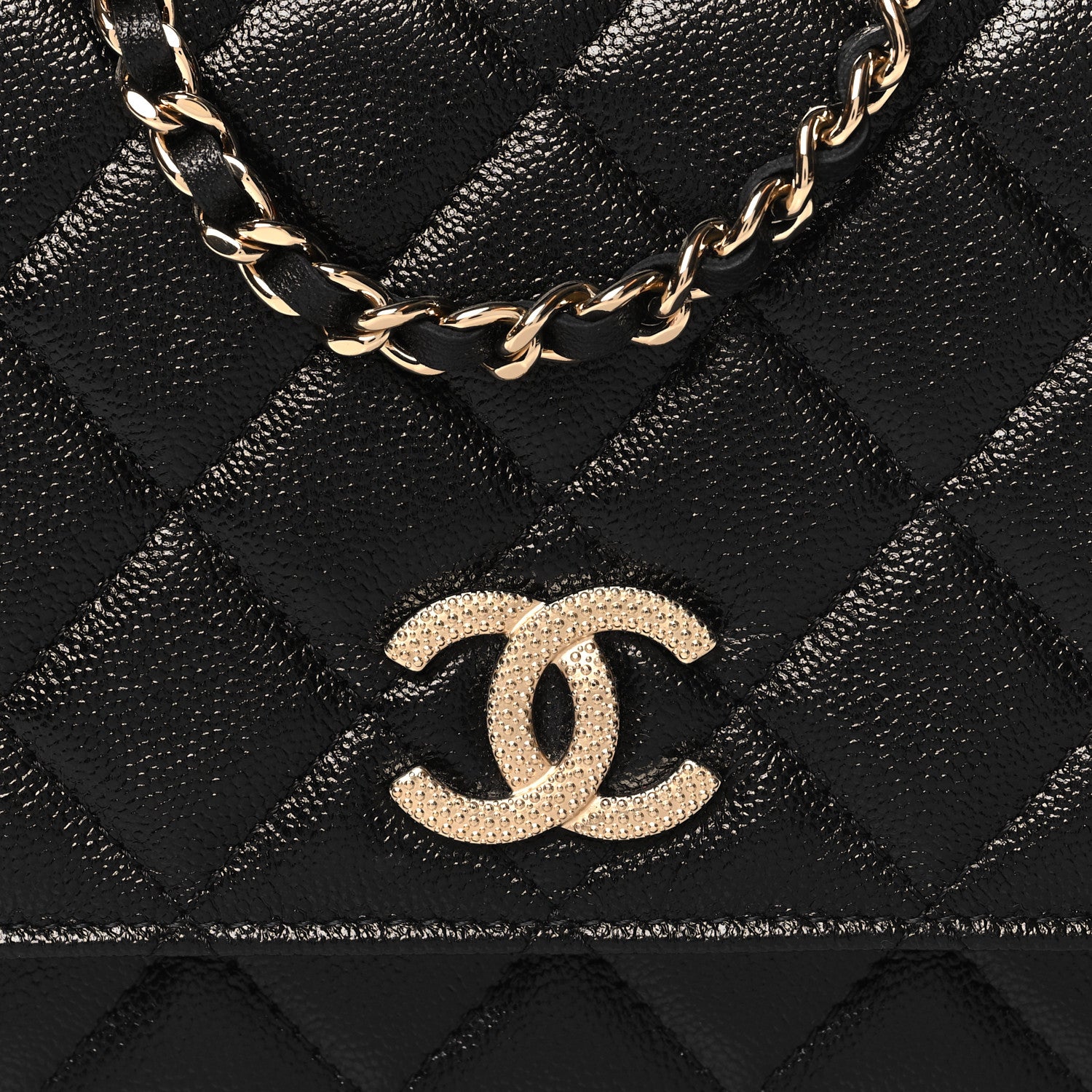 Chanel Caviar Quilted Studded CC Wallet on Chain WOC Black 9 of 12