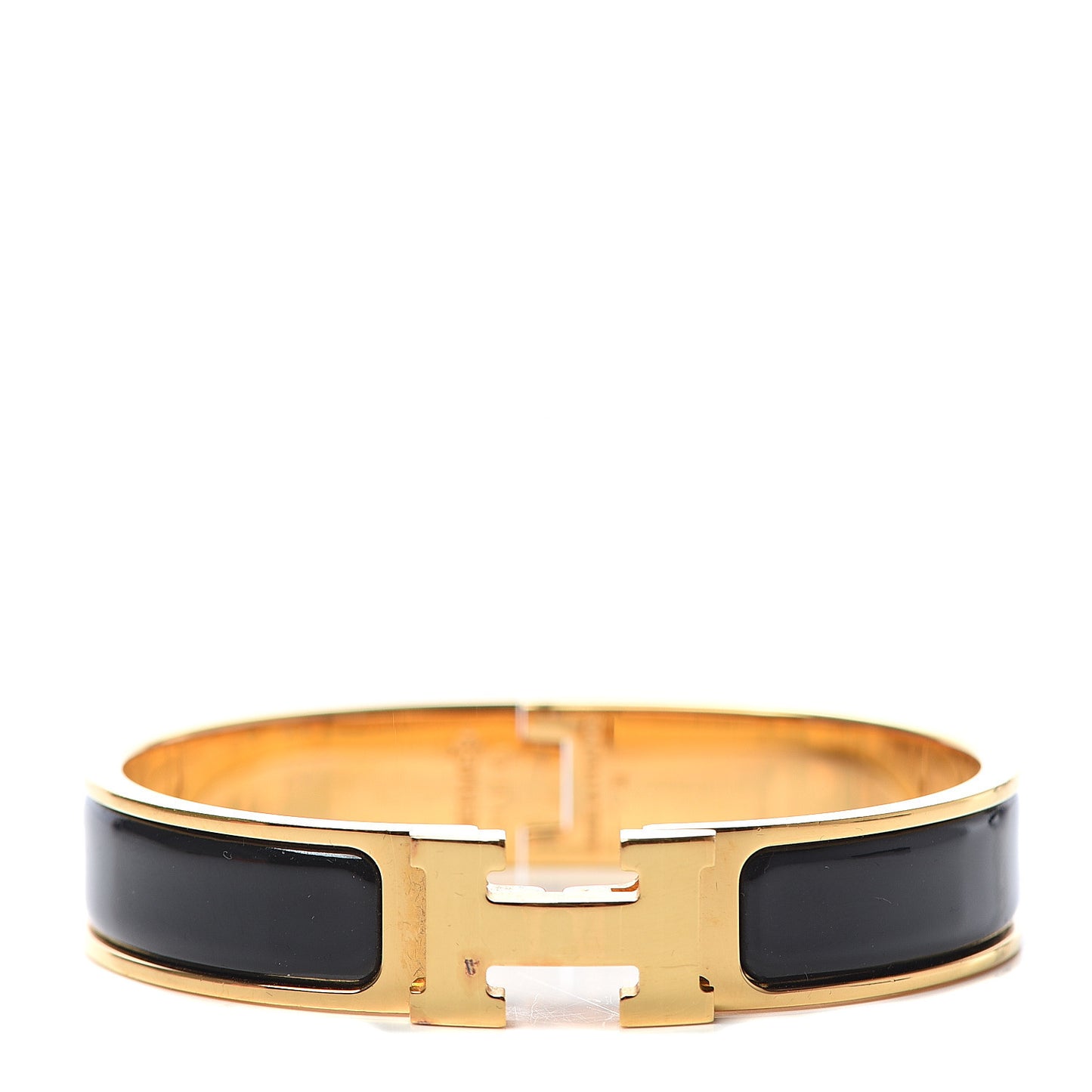 Enamel Narrow Clic Clac H Bracelet PM Black