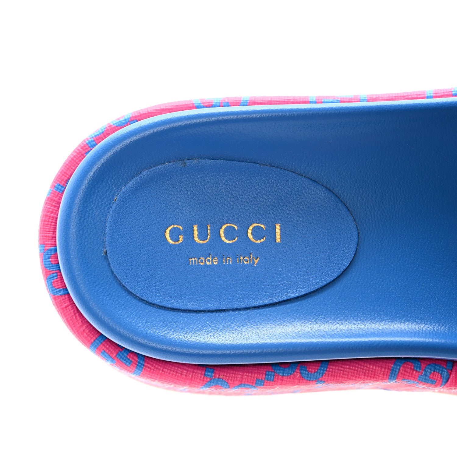 Gucci GG Supreme Joy Monogram Angelina Platform Slide Sandals 35 Fuxia Blue 9 of 12