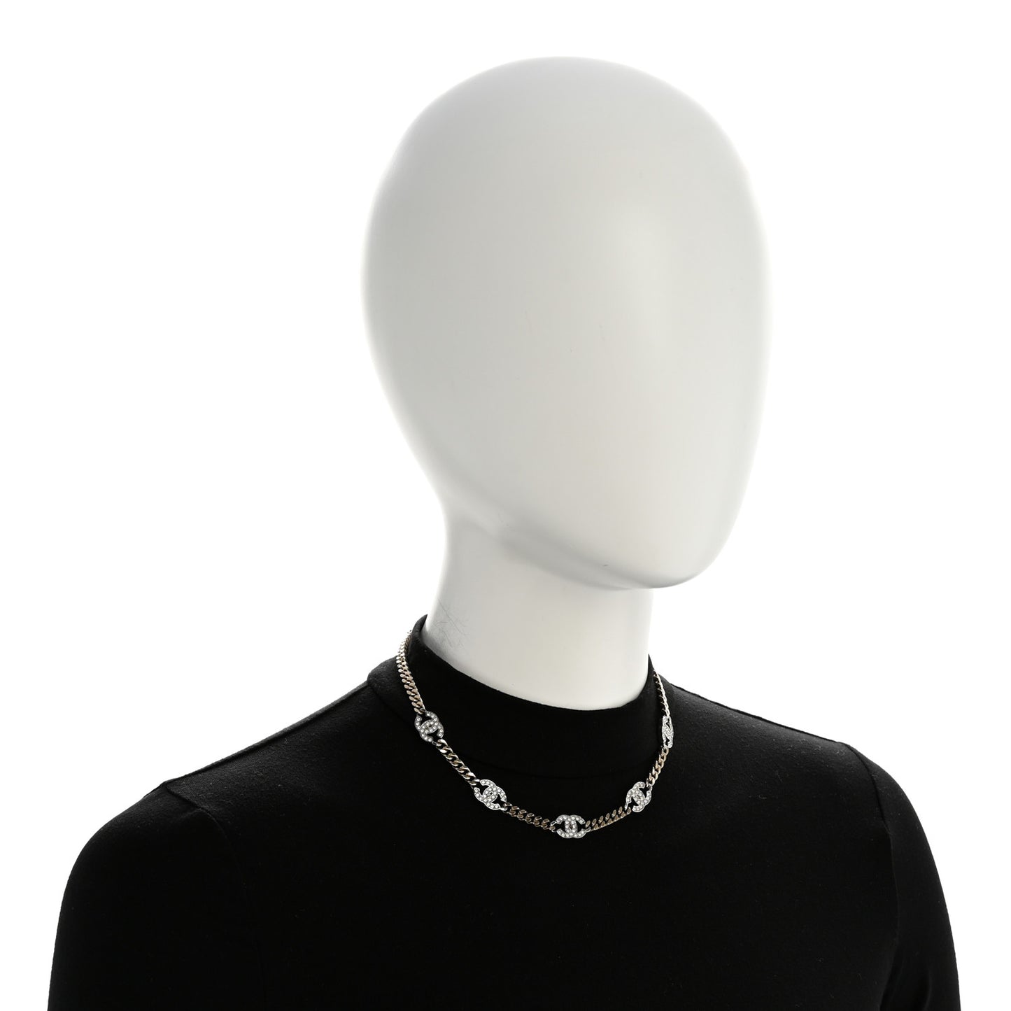 Crystal Chain CC Link Choker Gold Silver