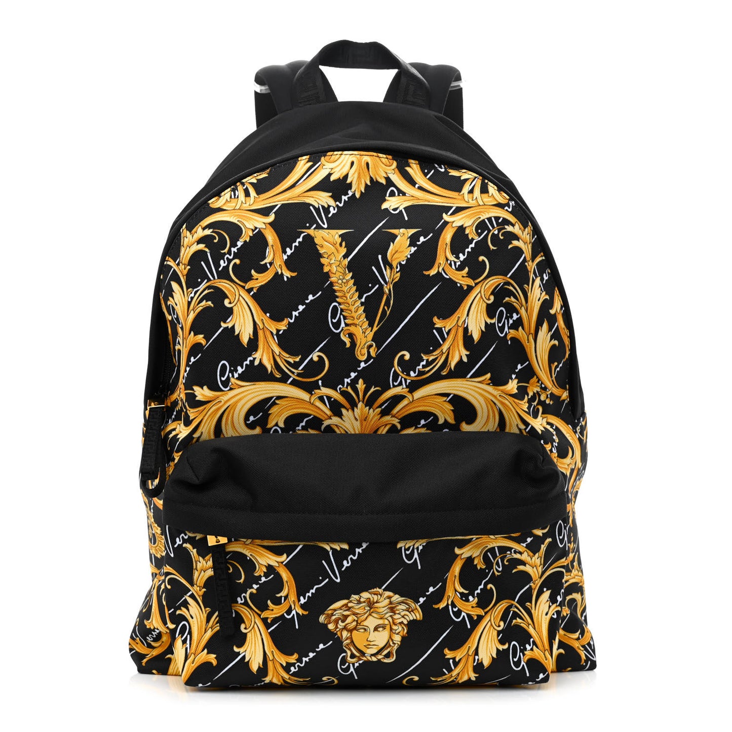 Nylon Barocco Signature Print Backpack Black