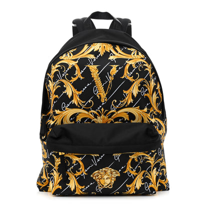 Versace Nylon Barocco Signature Print Backpack Black 1 of 10