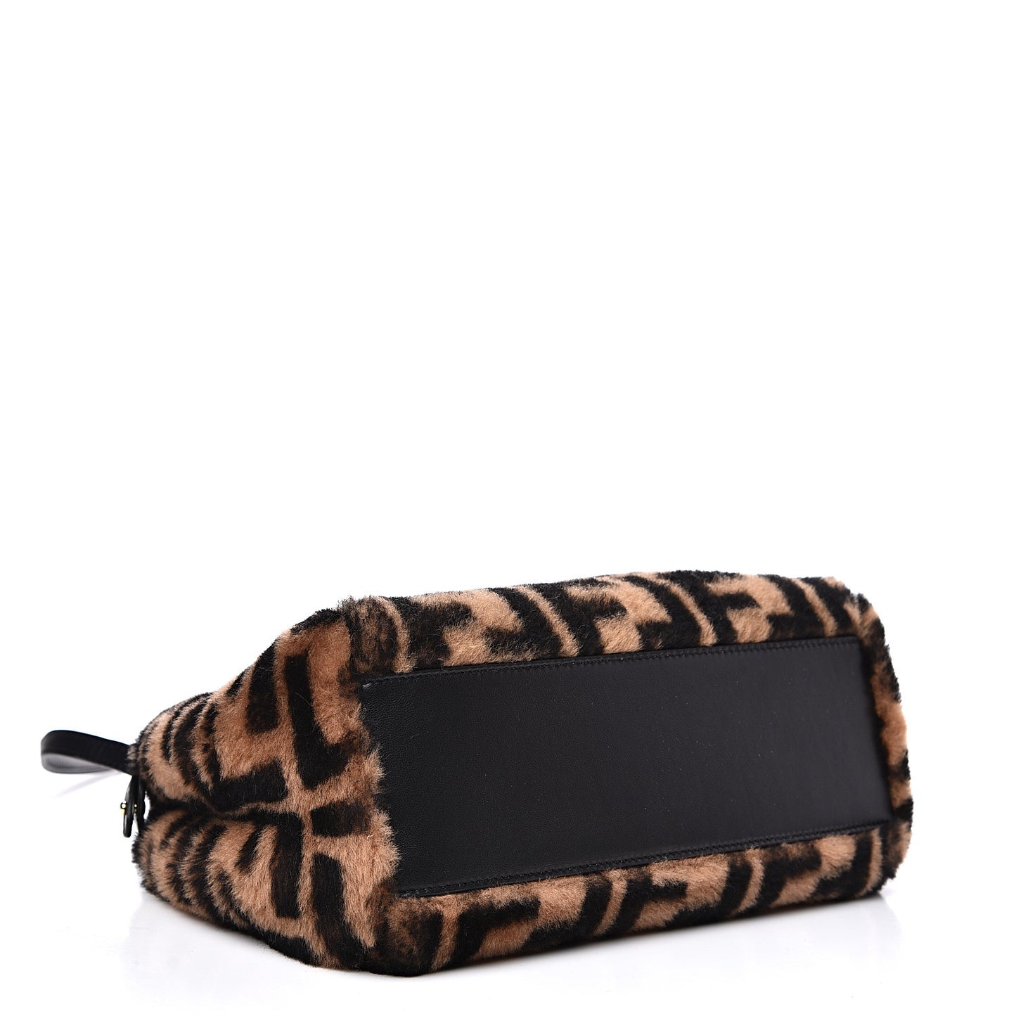 Shearling Nappa Macro FF 1974 Mini Peekaboo Iconic Satchel Tobacco Black