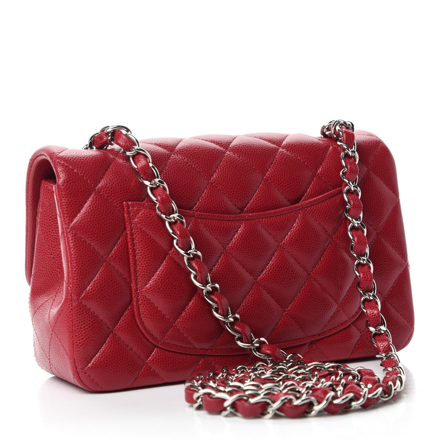 Caviar Quilted Mini Rectangular Flap Dark Pink