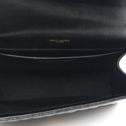 Saint Laurent Grain De Poudre Textured Mixed Matelasse Triquilt Medium Monogram Satchel Black 5 of 11