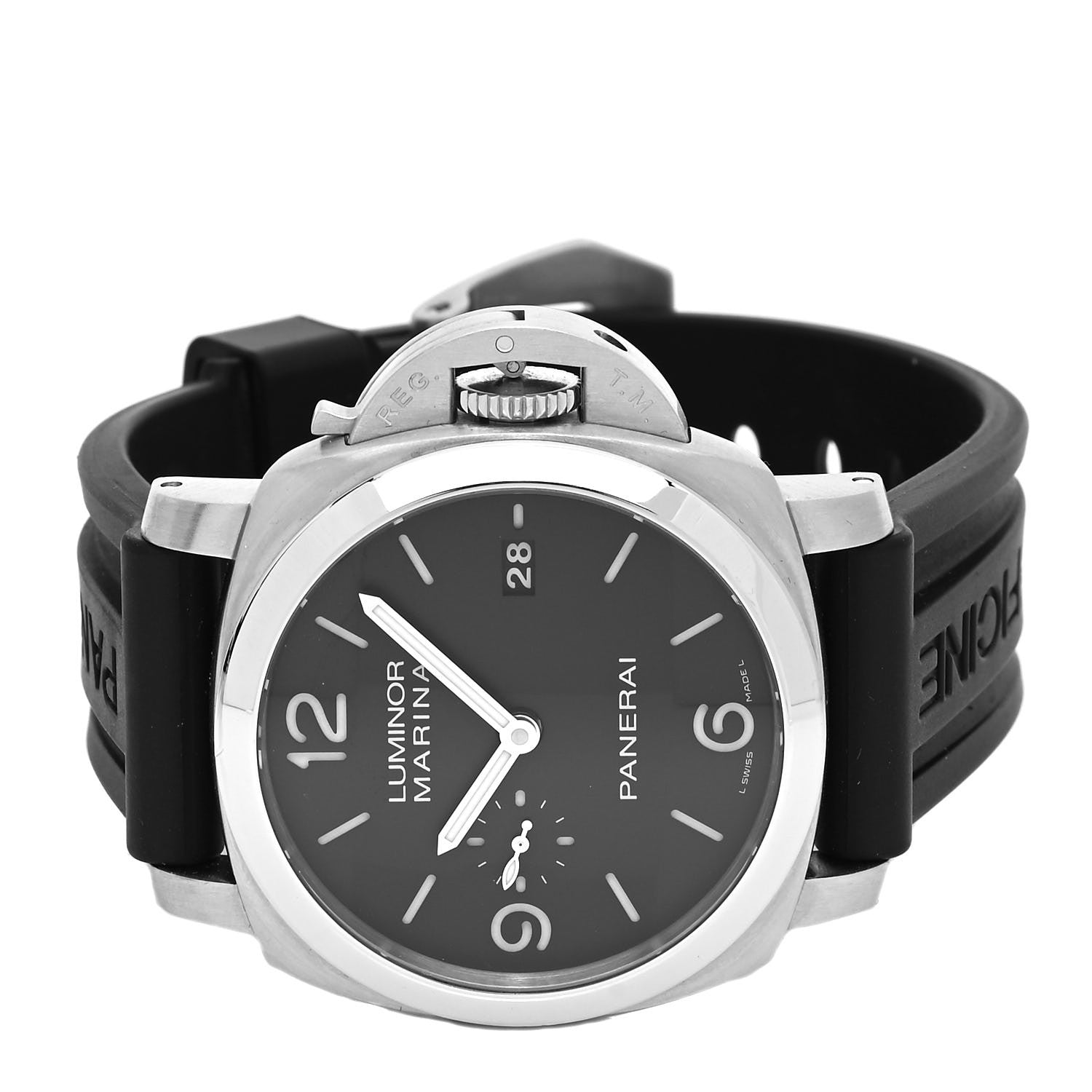 Panerai Stainless Steel Rubber 44mm Luminor Marina 1950 Automatic Watch Black PAM00312 2 of 5