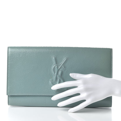 Saint Laurent Textured Patent Large Belle De Jour Clutch Light Blue 2 of 11