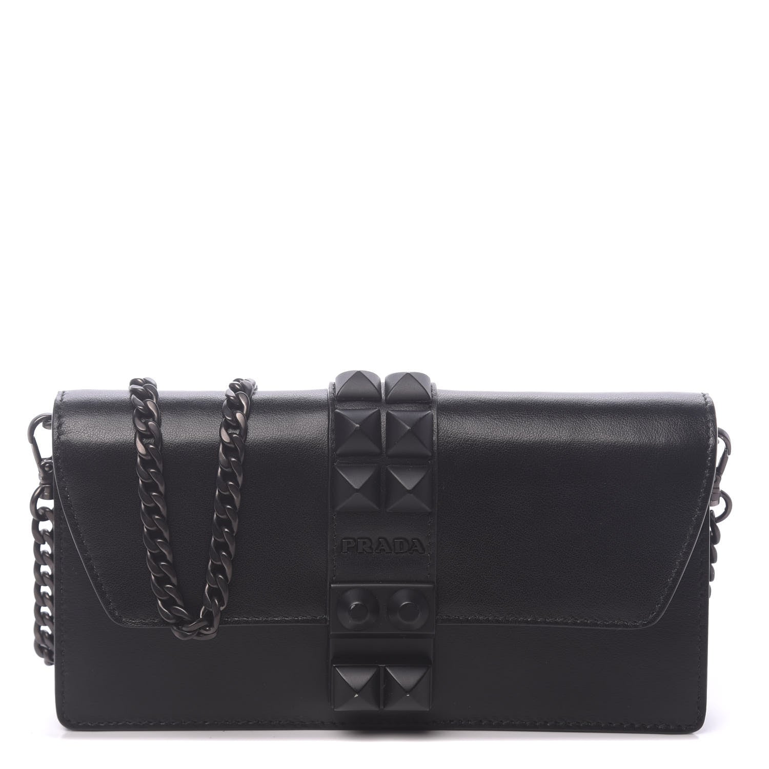 Prada City Calfskin Studded Mini Elektra Crossbody Bag Black 1 of 9