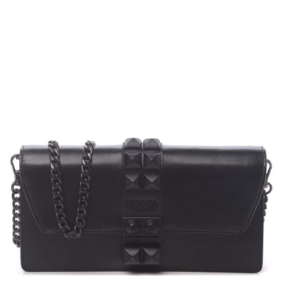 Prada City Calfskin Studded Mini Elektra Crossbody Bag Black 1 of 9