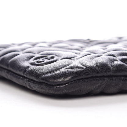 Chanel Goatskin Camellia Embossed Cosmetic Pouch Black 8 of 10