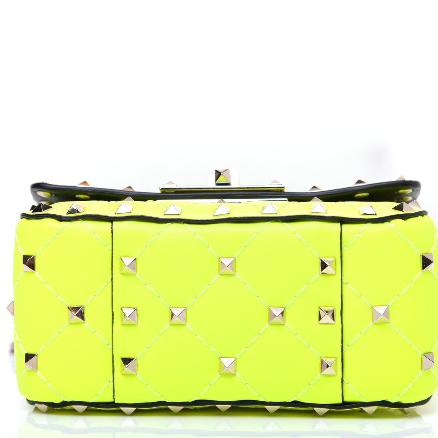 Calfskin Micro Rockstud Spike Shoulder Bag Lime