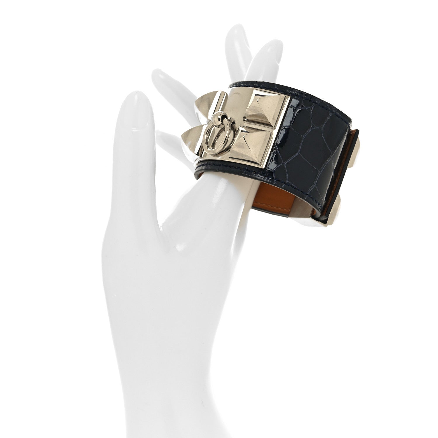 Hermes Alligator Collier de Chien CDC Bracelet T2 Bleu Marine 2 of 6